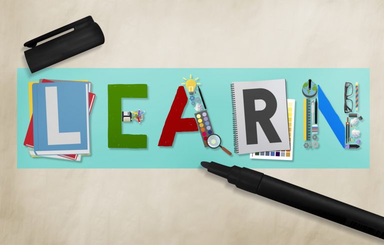 Creative learning and education concept with colorful letters